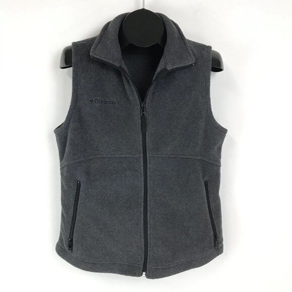 Columbia Full Zip Fleece Vest Women’s Size Medium Gray Pockets Outdoor Winter - Picture 1 of 13